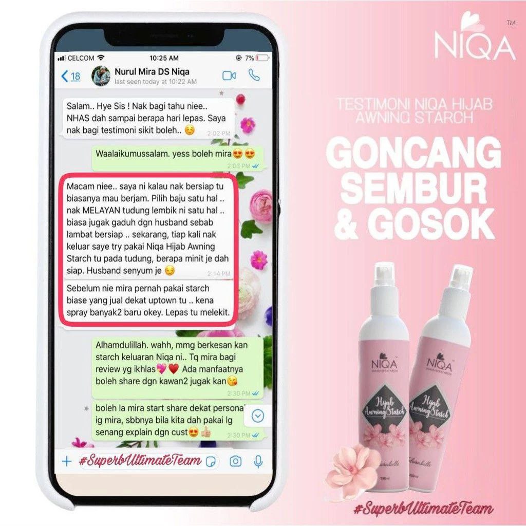 Niqa Hijab Awning Starch 250ml - Image 3