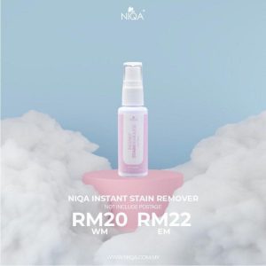 Niqa Instant Stain Remover, penyelesaian cepat untuk menghilangkan kesan kotoran pada hijab dan pakaian.